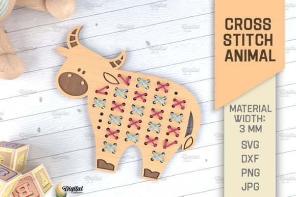Evaluating Cross Stitch Animals LaserCut Cow SVG
