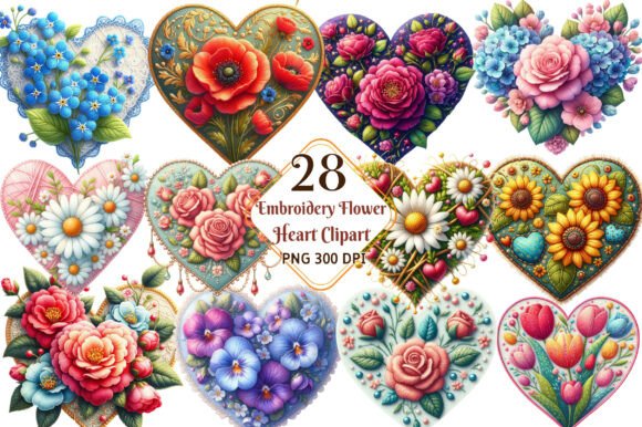 Reviewing Embroidery Flower Heart Clipart PNG for Craft Fairs