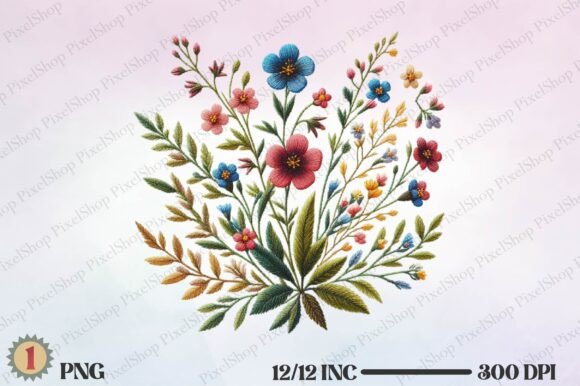 Reviewing Watercolor Embroidery Wildflowers PNG for Boutique Sweatshirts